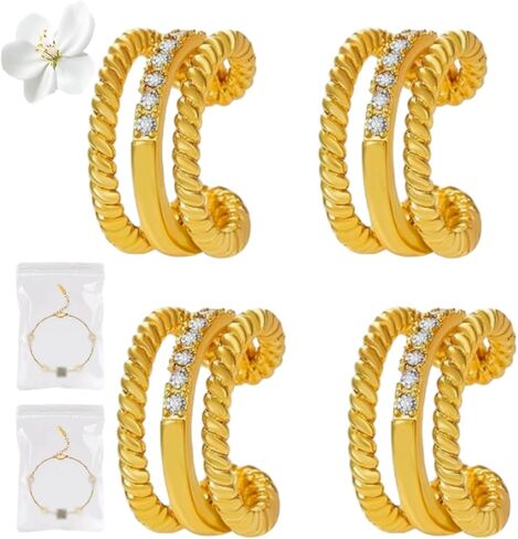 Fixura Ear Clips, Zafiller Ear Clip, Pierceless Ear Cuff, Thin Chunky Ear Cuffs Non Piercing for Women with Bag in Saudi Arabia