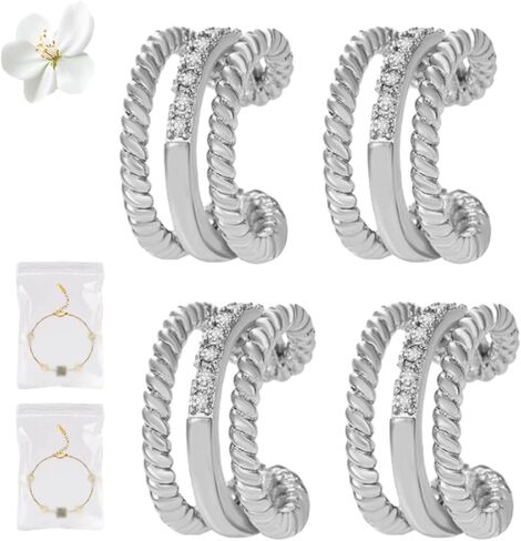 Fixura Ear Clips, Zafiller Ear Clip, Pierceless Ear Cuff, Thin Chunky Ear Cuffs Non Piercing for Women with Bag in Saudi Arabia