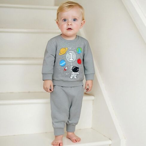 Pudcoco Toddler Baby Boys First Birthday Outfit 1st Birthday Space One Sweatshirt and Jogger Pants Set in Kuwait