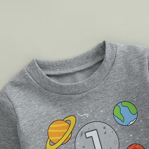 Pudcoco Toddler Baby Boys First Birthday Outfit 1st Birthday Space One Sweatshirt and Jogger Pants Set in Kuwait