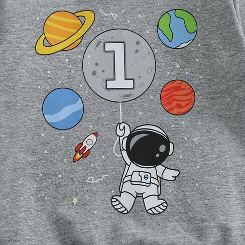 Pudcoco Toddler Baby Boys First Birthday Outfit 1st Birthday Space One Sweatshirt and Jogger Pants Set in Kuwait