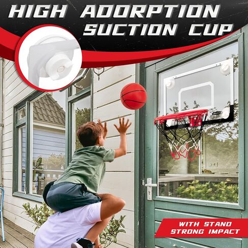 BOHEN Mini Basketball Hoops with Suction Cup & Ball Attached to The Door and Wall - Wall Mounted Hoop Great Game Indoor Bedroom Office for Kids Teens Adults in Kuwait