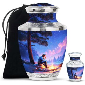 رعاة البقر دفن جرة للبالغين - الجرار الفريدة للرماد البشري - 10 بوصات - كبيرة مع حقيبة مخملية - الجرار التذكارية للأمي وأبي - جرة زخرفية للذكور والإناث - جثث التذكارات in Kuwait