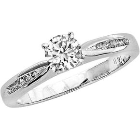 0.92 Carat t.w. ROUND Shape/Center Silver Classic Channel Set Tapered CZ Engagement Ring in Saudi Arabia