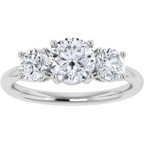 مختبر معتمد مع مختبر معتمد من الماس 3 خاتم الخطوبة للنساء 14K الذهب الأبيض جولة مقطعة عن الزفاف. in Kuwait