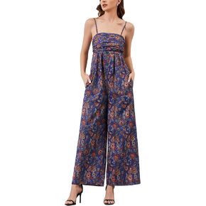 Summer Wide Leg Jumpsuits Women Casual Boho Spaghetti Strap Sleeveless Long Rompers 2025 Cute Trendy One Piece Outfits in Kuwait