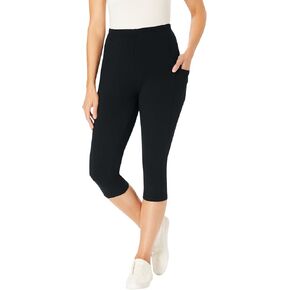 Woman Within Plus Size Stretch Cotton Pocket Capri Legging in Saudi Arabia
