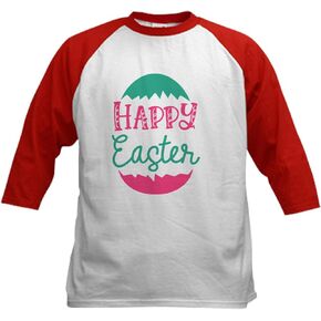Cafepress Happy Easter Baseball Jersey Kids Cotton Baseball Jersey ، 3/4 Raglan Sleeve Shirt in Kuwait