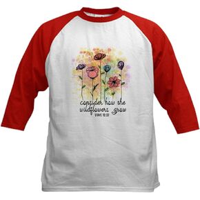 CafePress Wildflowers Baseball Jersey Kids Cotton Baseball Jersey, 3/4 Raglan Sleeve Shirt in Kuwait
