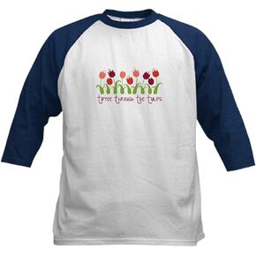 CafePress Tiptoe Through The Tulips Baseball Jersey Kids Cotton Baseball Jersey, 3/4 Raglan Sleeve Shirt in Kuwait