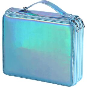Shulaner 120 Slots Colored Pencil Case with Zipper Closure Pencils Bag Waterproof PU Leather Pen Organizer Storage Holder for Artist (Silver Glitter) in Kuwait