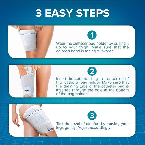 JJ CARE Catheter Bag Holder (Pack of 2), Fabric Nephrostomy Bag Holder, Washable & Reusable Foley Catheter Leg Bag, Urinary Drainage Bag Cover for Men & Women - Medium Size in Saudi Arabia
