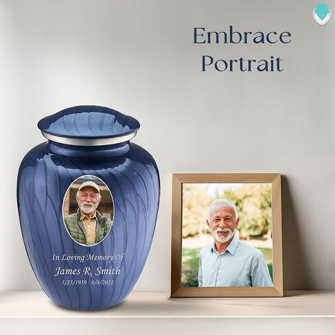 Geturns Embrace Adult Personalized Picture Cremation Urns for Human Ashes I Large Photo Pearl Cobalt Blue Funeral Urn for Men and Women I 200 lbs in Saudi Arabia