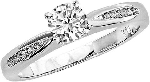 0.92 Carat t.w. ROUND Shape/Center Silver Classic Channel Set Tapered CZ Engagement Ring in Saudi Arabia