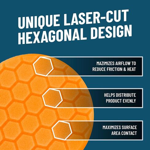 الرجال الكيميائيون Hex -Logic 6.5 بوصة برتقالية الكمومية البرتقالية (حزمة 2) - وسادة القطع الدقيقة للدوامات والخدوش - تعمل مع عمل مزدوج وتلميع دوارة لتصحيح الطلاء (BUFX112HEX602) in Saudi Arabia