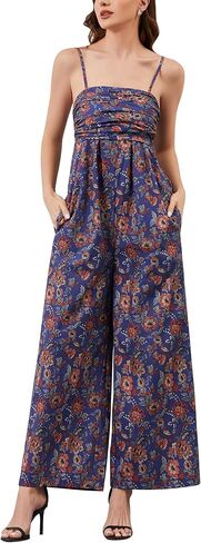 Summer Wide Leg Jumpsuits Women Casual Boho Spaghetti Strap Sleeveless Long Rompers 2025 Cute Trendy One Piece Outfits in Kuwait