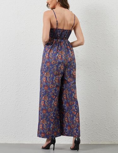 Summer Wide Leg Jumpsuits Women Casual Boho Spaghetti Strap Sleeveless Long Rompers 2025 Cute Trendy One Piece Outfits in Kuwait