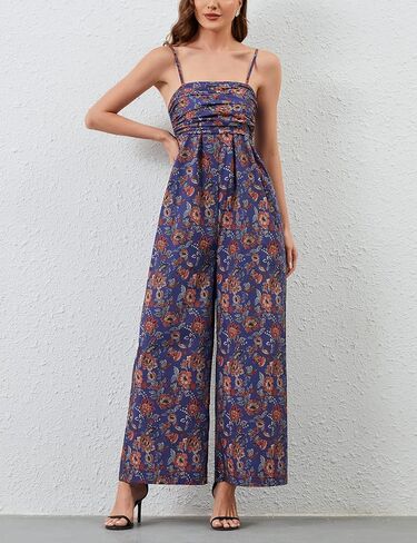 Summer Wide Leg Jumpsuits Women Casual Boho Spaghetti Strap Sleeveless Long Rompers 2025 Cute Trendy One Piece Outfits in Kuwait