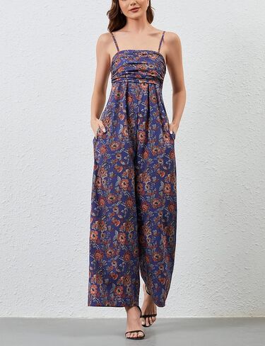 Summer Wide Leg Jumpsuits Women Casual Boho Spaghetti Strap Sleeveless Long Rompers 2025 Cute Trendy One Piece Outfits in Kuwait