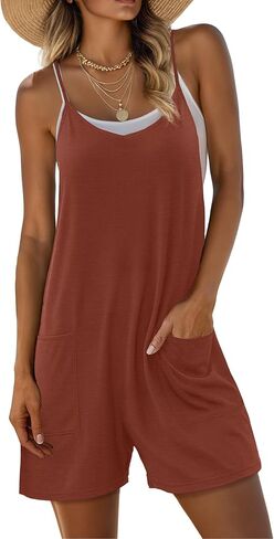 Lepunuo Womens Summer Summer Rompers Rompers Athletic Servicey Sevels Sheorts Belfsuits مع جيوب in Kuwait