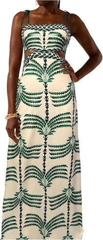 Soly Hux Women's Summer Maxi Dress Boho Print Tie Tie الكتف مع السباغيتي حزام مقطوع التعادل in Saudi Arabia