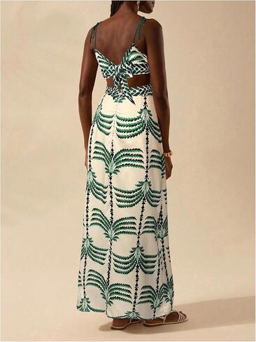 Soly Hux Women's Summer Maxi Dress Boho Print Tie Tie الكتف مع السباغيتي حزام مقطوع التعادل in Saudi Arabia