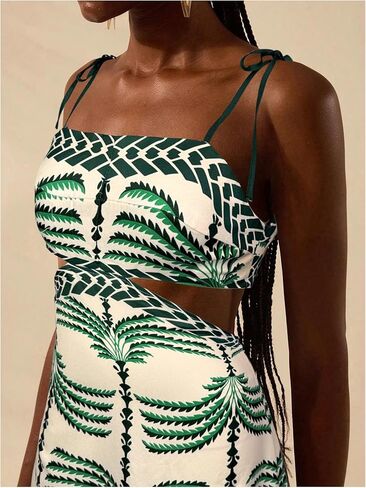 Soly Hux Women's Summer Maxi Dress Boho Print Tie Tie الكتف مع السباغيتي حزام مقطوع التعادل in Saudi Arabia
