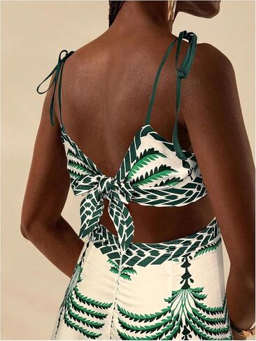 Soly Hux Women's Summer Maxi Dress Boho Print Tie Tie الكتف مع السباغيتي حزام مقطوع التعادل in Saudi Arabia
