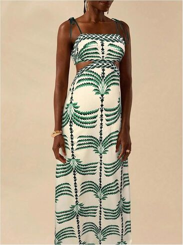 Soly Hux Women's Summer Maxi Dress Boho Print Tie Tie الكتف مع السباغيتي حزام مقطوع التعادل in Saudi Arabia