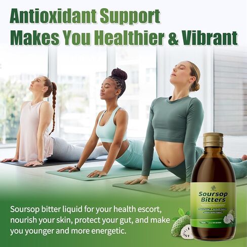 Soursop Bitters Liquid with Black Seed, Turmeric & Moringa-Pure 15 in 1 Herb Soursop Tea for Immune System, Digestive & Gut Health, Antioxidant,Skin Health Support 8 fl oz in Saudi Arabia