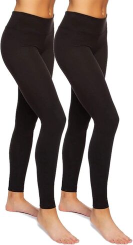 Felina Sueded Athleisure Performance Legging (2-Pack) Womens Leggings w/Slimming Waist Band Style: C3690RT (X-Large, Black) in Saudi Arabia