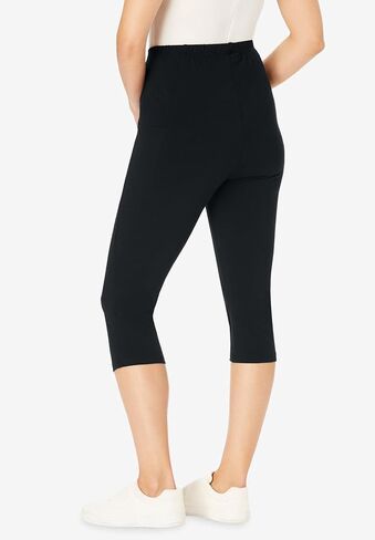Woman Within Plus Size Stretch Cotton Pocket Capri Legging in Saudi Arabia