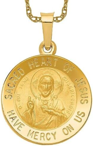 IceCarats 14K Solid Yellow Gold Sacred Heart of Jesus Christ Head Face Medal Necklace Religious Chain Pendant Christian Faith Charm in Kuwait