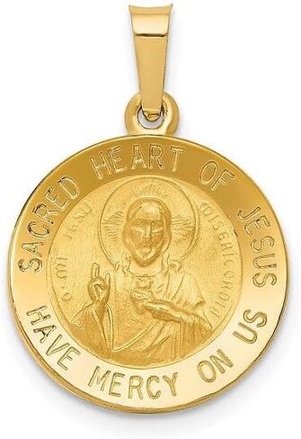 IceCarats 14K Solid Yellow Gold Sacred Heart of Jesus Christ Head Face Medal Necklace Religious Chain Pendant Christian Faith Charm in Kuwait