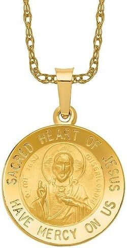 IceCarats 14K Solid Yellow Gold Sacred Heart of Jesus Christ Head Face Medal Necklace Religious Chain Pendant Christian Faith Charm in Kuwait