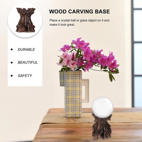 Doitool Wooden Sphere يقف لعرض الكريستال: حامل الكريستال الخشب البيض الكرة حامل الحجر الصخور الحجر حامل للديكور المنزل الأحجار الكريمة in Saudi Arabia