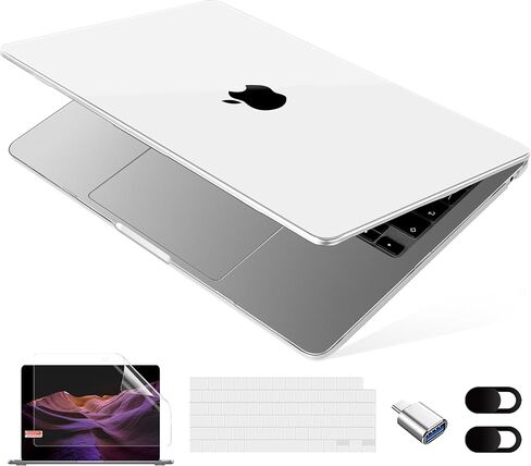 Compatible with MacBook Air 15 inch Case M3 M2 2024 2023, Model A3114 A2941 Plastic Hard Shell Cover with Keyboard Cover & Screen Protector & Webcam Cover & Type-C Adapter, Sparkly Pink in Kuwait