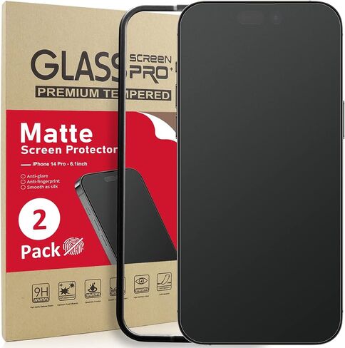 Ambison [2 Pack Matte Glass Screen Protector Compatible for iPhone 16 Pro, Dynamic Island Compatible/Anti-Glare [No Bubbles] Install Frame/Smooth as Silk, iPhone 16 Pro 6.3inch 2024 in Kuwait