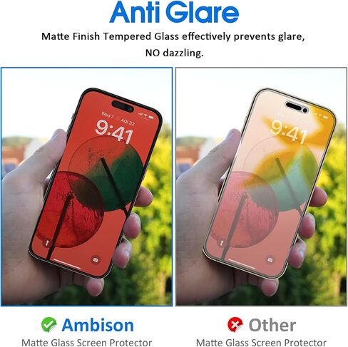 Ambison [2 Pack Matte Glass Screen Protector Compatible for iPhone 16 Pro, Dynamic Island Compatible/Anti-Glare [No Bubbles] Install Frame/Smooth as Silk, iPhone 16 Pro 6.3inch 2024 in Kuwait