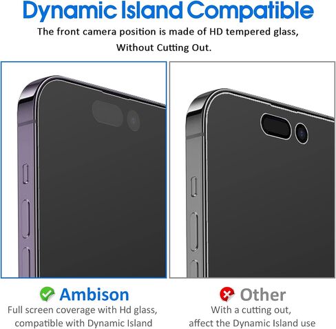 Ambison [2 Pack Matte Glass Screen Protector Compatible for iPhone 16 Pro, Dynamic Island Compatible/Anti-Glare [No Bubbles] Install Frame/Smooth as Silk, iPhone 16 Pro 6.3inch 2024 in Kuwait