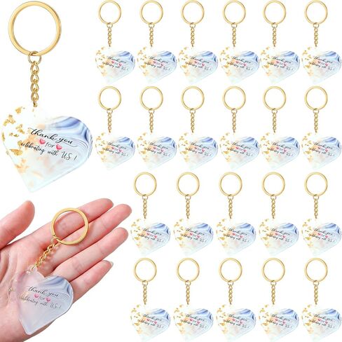 Kigeli 24 Pcs Wedding Favors for Guests Thank You Acrylic Keychain Bulk Wedding Gifts for Guests Wedding Party Supply Cute Key Chains Charms for Birthday Bridal Baby Shower Decor(Gold, Heart) in Saudi Arabia