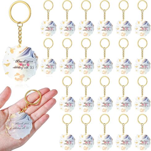 Kigeli 24 Pcs Wedding Favors for Guests Thank You Acrylic Keychain Bulk Wedding Gifts for Guests Wedding Party Supply Cute Key Chains Charms for Birthday Bridal Baby Shower Decor(Gold, Heart) in Saudi Arabia