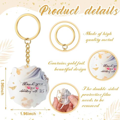 Kigeli 24 Pcs Wedding Favors for Guests Thank You Acrylic Keychain Bulk Wedding Gifts for Guests Wedding Party Supply Cute Key Chains Charms for Birthday Bridal Baby Shower Decor(Gold, Heart) in Saudi Arabia