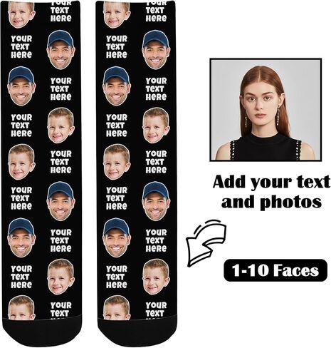 Custom Face Socks with Picture Personalized Photo Crew Funny Socks Gift for Him Her Men Women in Saudi Arabia