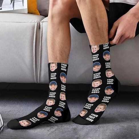 Custom Face Socks with Picture Personalized Photo Crew Funny Socks Gift for Him Her Men Women in Saudi Arabia
