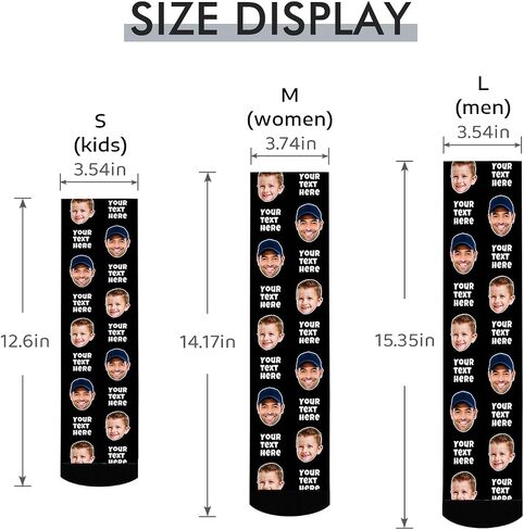 Custom Face Socks with Picture Personalized Photo Crew Funny Socks Gift for Him Her Men Women in Saudi Arabia