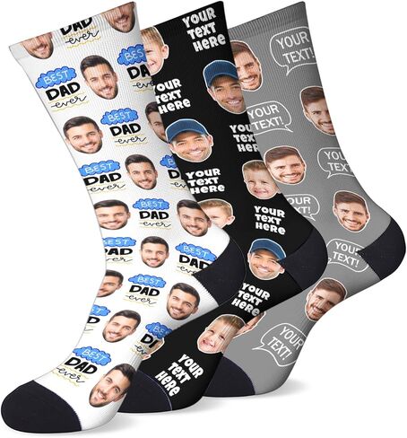 Custom Face Socks with Picture Personalized Photo Crew Funny Socks Gift for Him Her Men Women in Kuwait