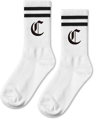 الجوارب القوطية C -striped - جوارب طاقم أبجدية رائعة للرجال والنساء - هدية لعشاق القوطية والأسرة والأصدقاء. (278) in Kuwait