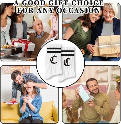 الجوارب القوطية C -striped - جوارب طاقم أبجدية رائعة للرجال والنساء - هدية لعشاق القوطية والأسرة والأصدقاء. (278) in Kuwait