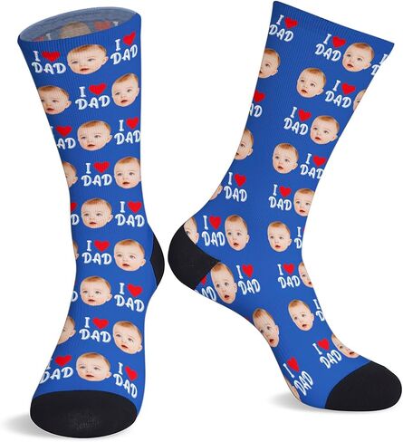 Custom Face Socks with Picture Personalized Photo Crew Funny Socks Gift for Him Her Men Women in Saudi Arabia